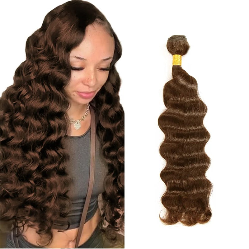 Discover the beauty of Allove Hair's Dark Brown Hair, featuring exquisite human hair bundles in a stunning deep wave texture. Crafted from 100% premium human hair, these bundles offer rich color and natural waves that provide volume and movement.