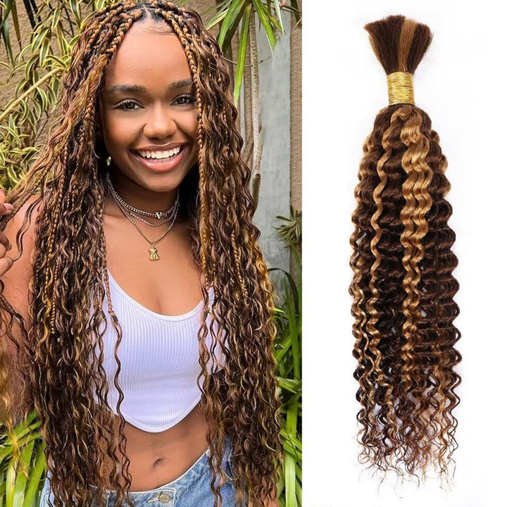 Allove Hair Deep Wave Bulk Human Hair For Braiding No Weft Bulk Hair Bundles