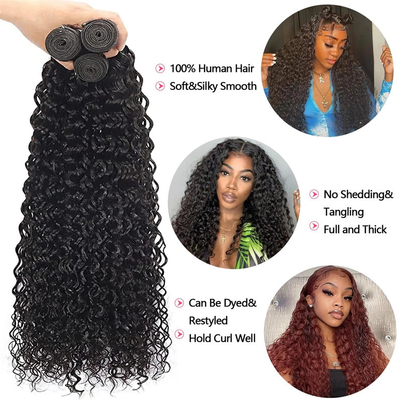 Allove Hair Malaysian Curly Wave 3 Bundles Human Hair Extensions