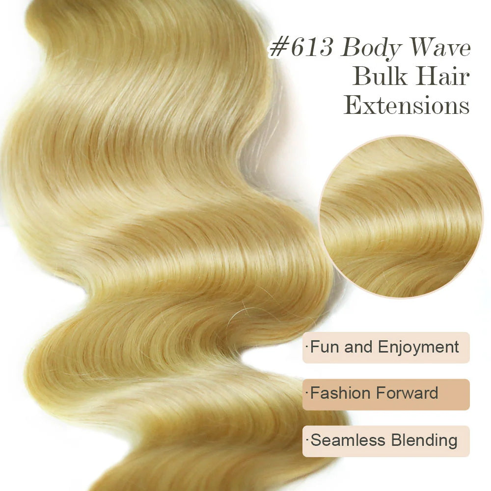 Allove #613 Blonde Body Wave Bulk Human Braiding Hair