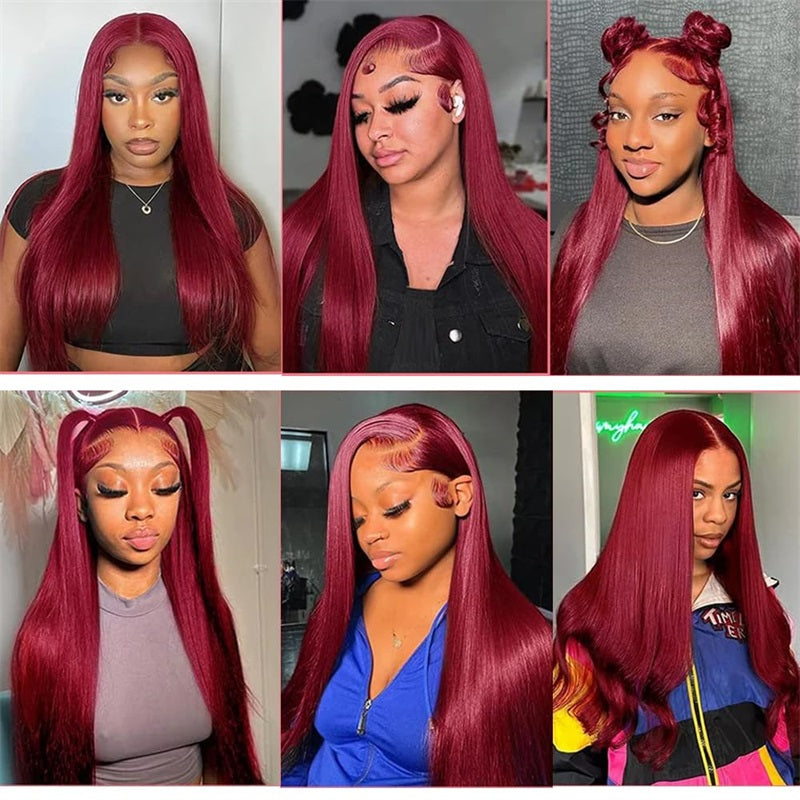 Allove Hair Burgundy 99J Colored Brazilian Straight Hair 3 Bundles Human Hair Weave