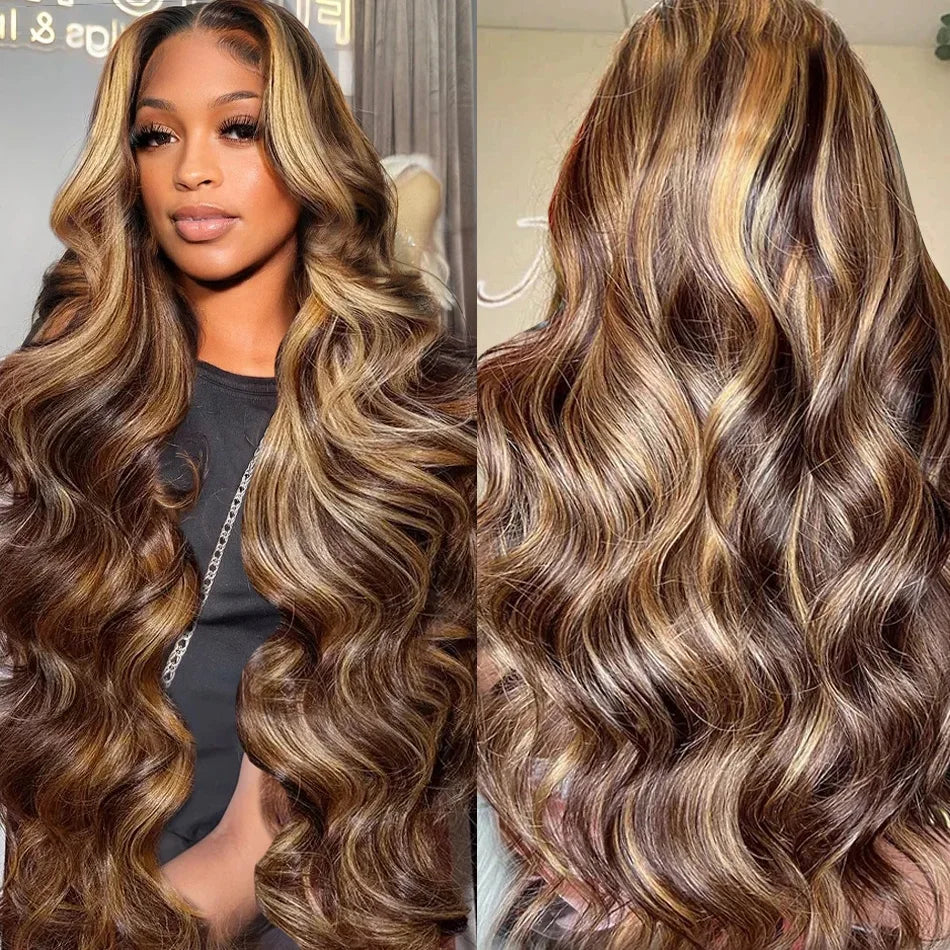 Enhance your style with the Allove Hair Highlighted Human Hair Wig. This stunning 13x4 lace front wig features luxurious body wave hair, delivering a beautiful flow and movement that elevates any look.