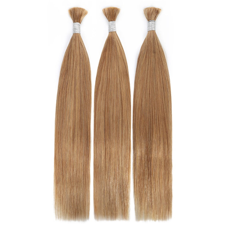 Elevate your hairstyles with Allove Hair Bulk Hair in a stunning #27 honey blonde straight texture. Perfect for braiding, this premium bulk hair offers a sleek and polished finish that adds a beautiful pop of color to your look.