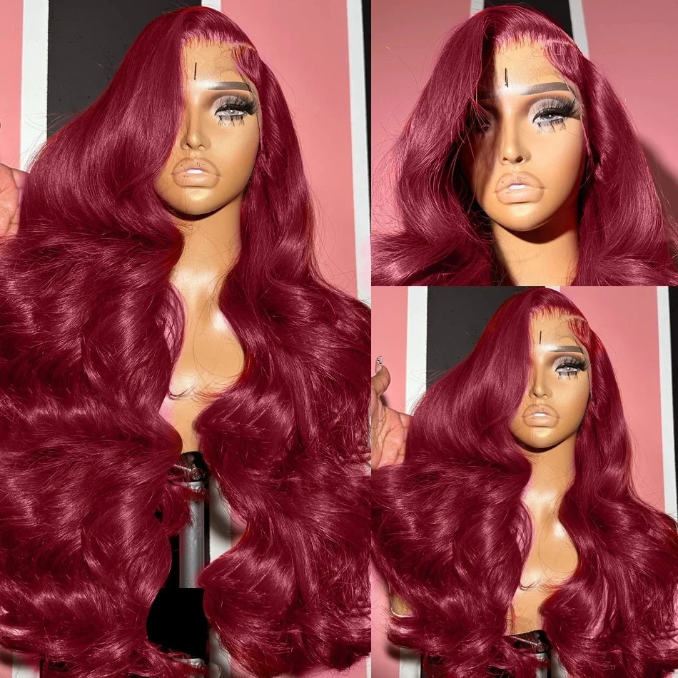 Discover the beauty of Allove Hair with our stunning Human Hair Burgundy Wigs in the vibrant #99J color. These luxurious 13x6 lace front wigs provide a natural hairline and versatile styling options, perfect for any occasion. Crafted from premium body wave hair, each wig features soft, flowing waves that add volume and movement to your look. Ideal for those seeking stylish colored wigs.