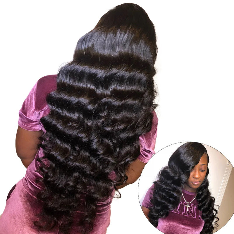 Allove Hair Brazilian Loose Wave Virgin Human Hair 3 bundles With 360 Lace Closure - AlloveHair