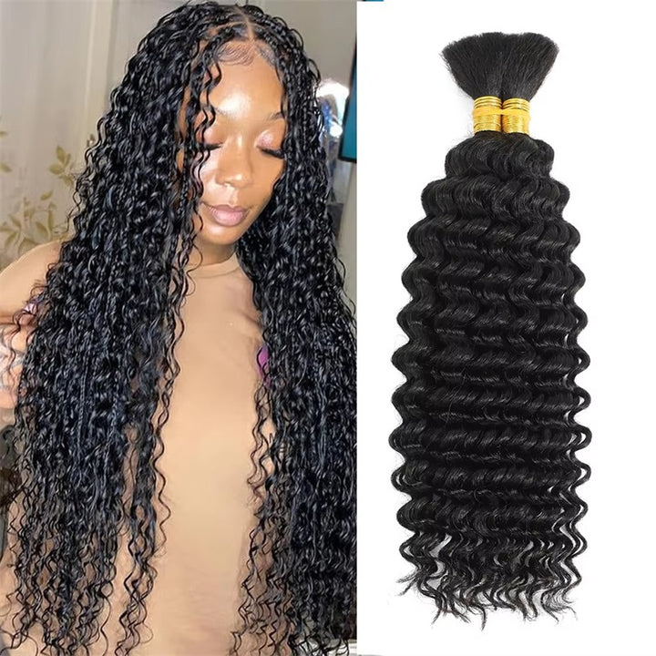 Overnight Shipping Deep Wave Bulk Human Hair For Braiding No Weft 100% Human Hair Extensions