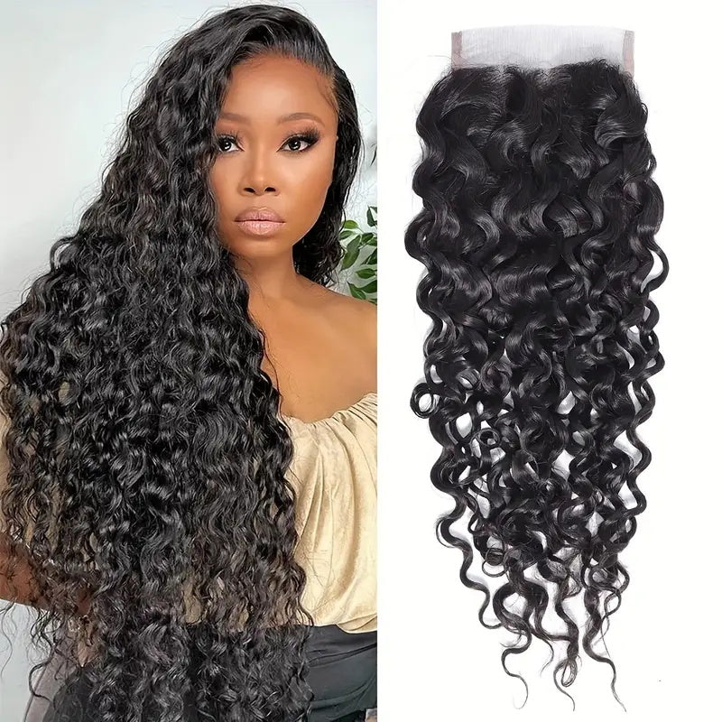 Transform your look with the Allove Hair 4x4 Lace Closure, crafted from premium virgin human hair that features stunning water wave texture. This closure offers a beautiful and natural wave pattern, providing effortless volume and movement to your hairstyles.