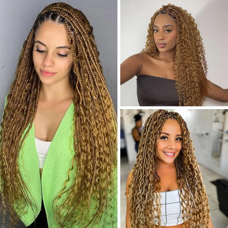 Allove Hair #27 Honey Blonde Deep Wave Bulk Human Hair For Braiding