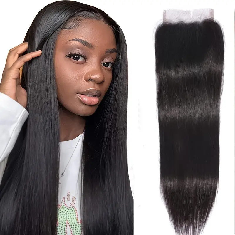 Elevate your hairstyle with the Allove Hair 4x4 Lace Closure, featuring premium straight hair and ultra-thin HD lace for a flawless, natural look. This closure seamlessly blends with your own hair, offering a comfortable fit and undetectable appearance.