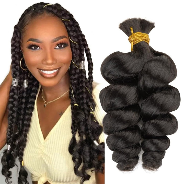 Transform your styles with Allove Hair Virgin Bulk Hair in luxurious loose wave texture. Ideal for braiding, this premium bulk hair boasts natural movement and bounce, making it perfect for adding volume to your looks.