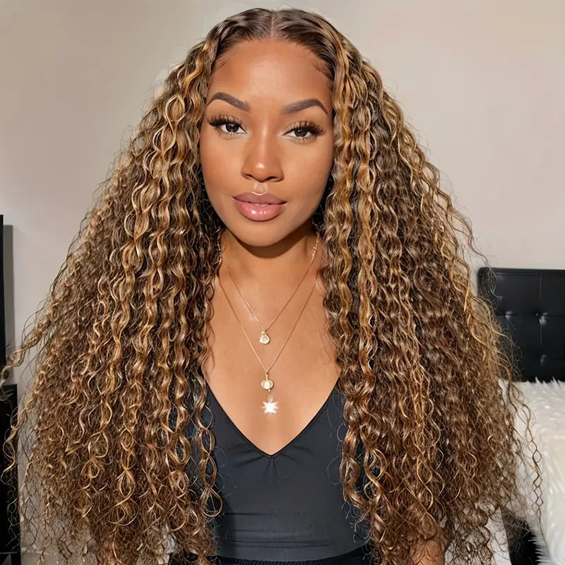 Highlight Ombre Hair Transparent Lace Middle Part Deep Wave Human Hair ...