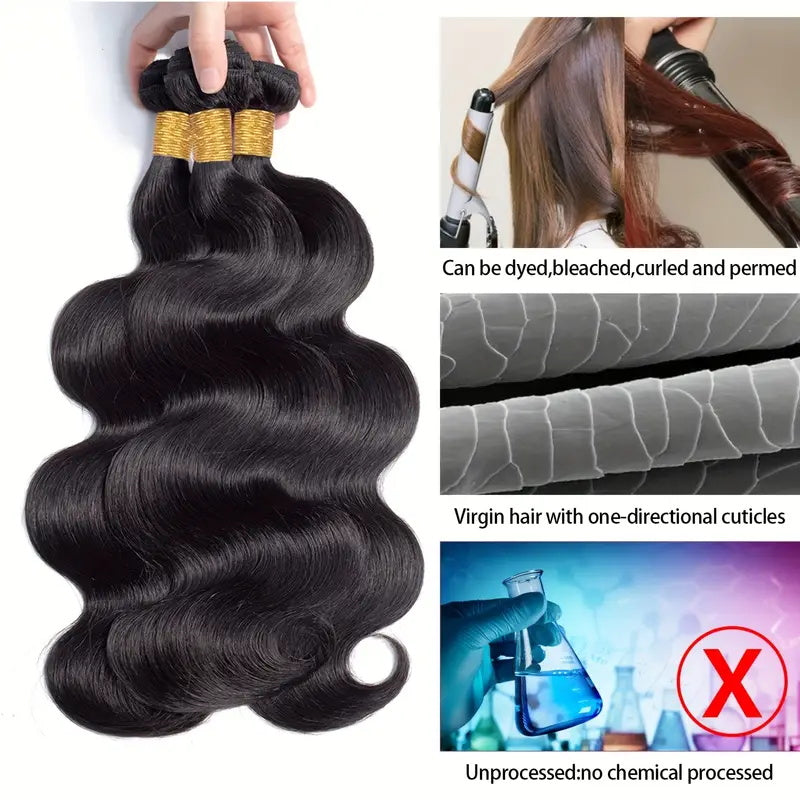 Allove Hair 38'' Long Body Wave Human Hair Weave Bundles Double Wefts