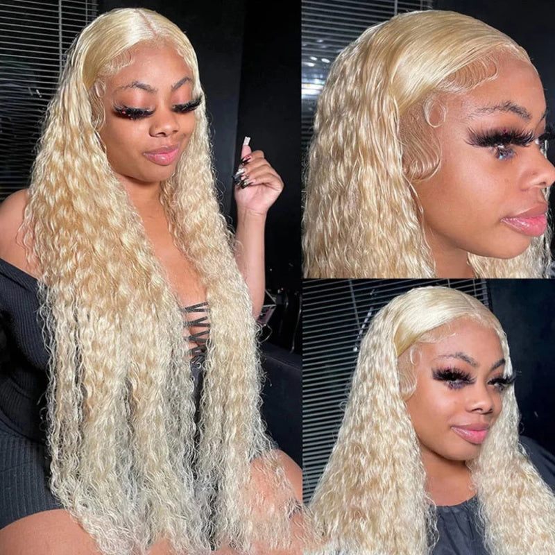 613 Blonde Water Wave HD Lace Frontal Wigs Pre Plucked 13x4 13x6 Curly Colored Lace Front Human Hair Wig