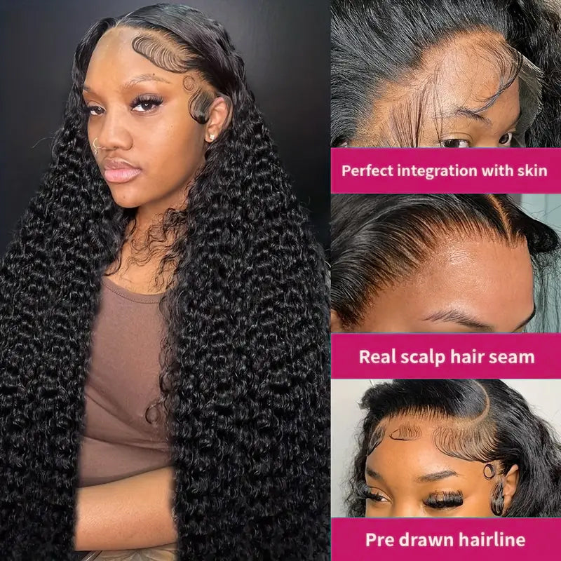 【THIN LACE】13x6 Full Lace Frontal Wig Skin Melt HD Lace Wig Deep Wave Pre Plucked & Bleached Glueless Wig - AlloveHair