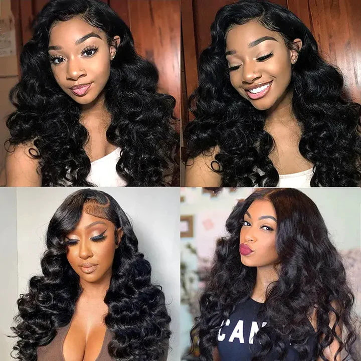 Allove Hair Peruvian Loose Wave Virgin Human Hair Weave 4 Bundles