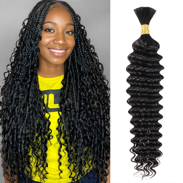 Allove Hair #27 Honey Blonde Deep Wave Bulk Human Hair For Braiding