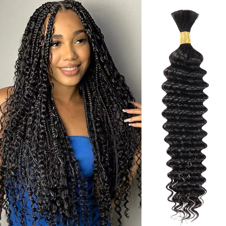 Allove Hair Boho Braids Deep Wave Bulk Human Hair For Braiding Highlight P4/27 Honey Blonde Color