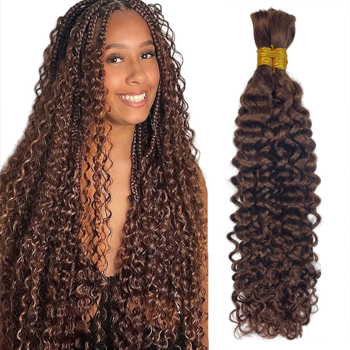 Allove Hair #27 Honey Blonde Deep Wave Bulk Human Hair For Braiding