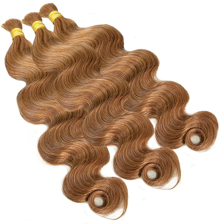 Allove Hair #30 Light Brown Body Wave Bulk Human Braiding Hair