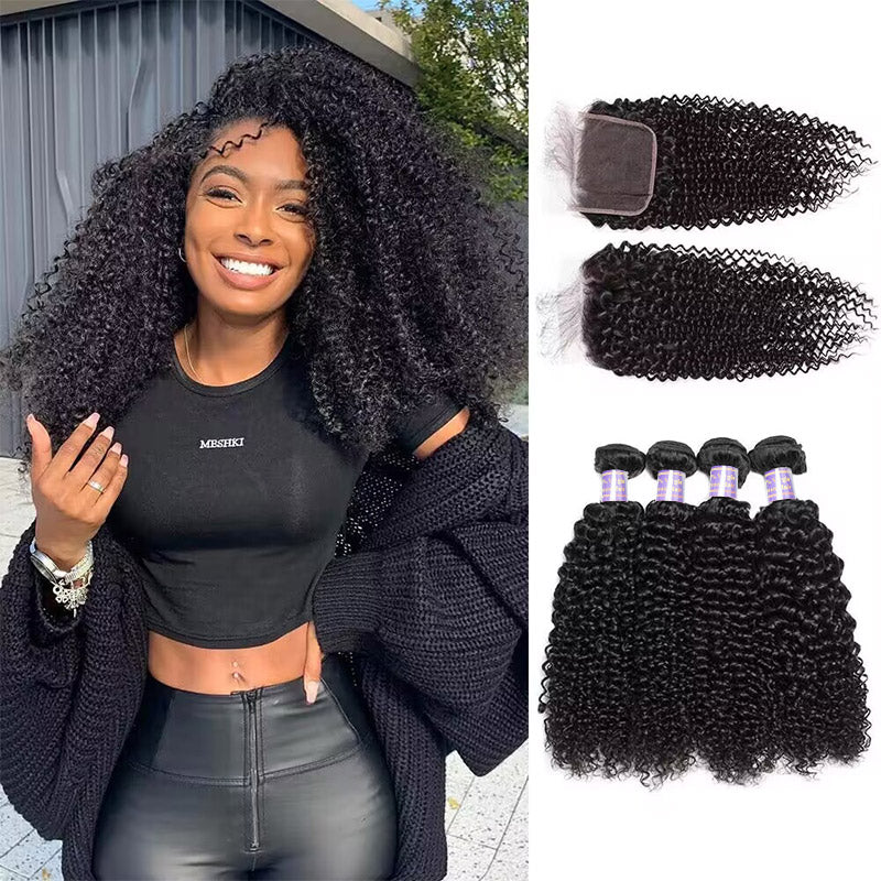 Transform your look with Allove Hair Curly Bundles crafted from luxurious Malaysian hair, complete with a matching closure for a flawless finish! Perfect for a sew-in installation, these bundles offer beautiful, bouncy curls that add volume and style to any outfit. Enjoy the added benefit of free shipping, making it easier than ever to achieve your dream hairstyle. Elevate your beauty routine today!