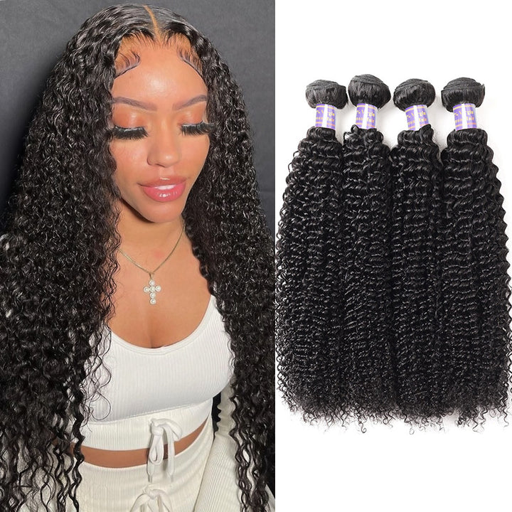 Allove Hair Brazilian Curly Wave 4 Bundles Virgin Human Hair