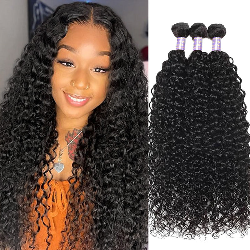 Allove Hair Malaysian Curly Wave 3 Bundles Human Hair Extensions