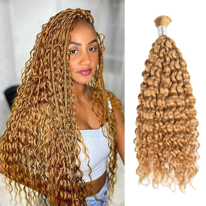 Transform your look with deep wave braiding hair from Allove hair in a stunning color 27 honey blonde! This high-quality bulk hair is perfect for creating beautiful, voluminous braids that add texture and depth to your style.