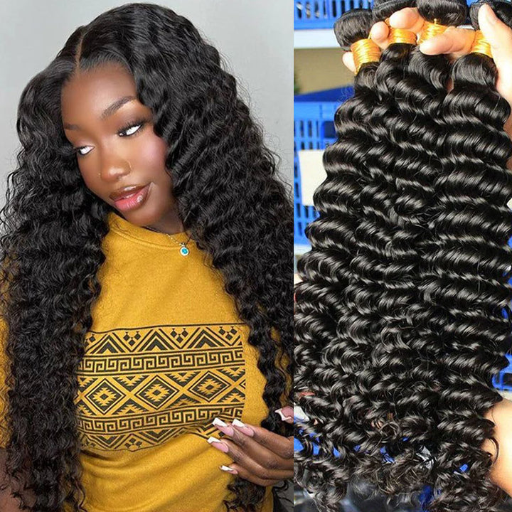 Malaysian Deep Wave Hair 4 Bundles Virgin Human Hair Extensions