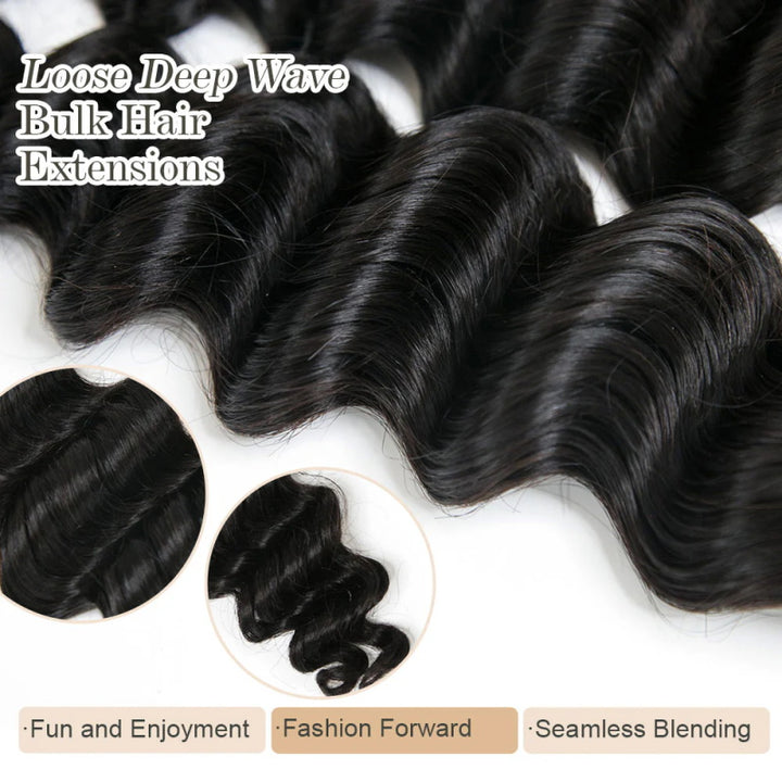 Allove Loose Deep Wave Bulk Human Hair Extensions For Braiding