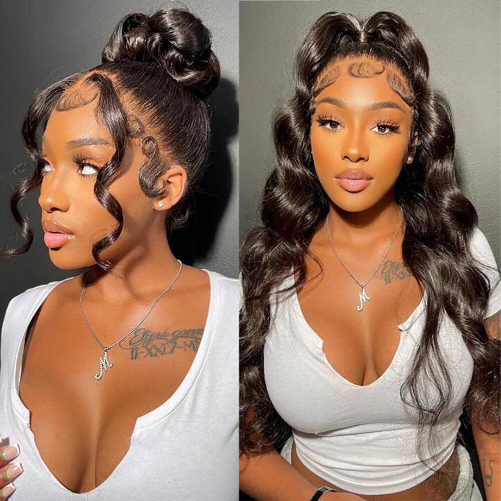 Allove Hair 360 Lace Front Human Hair Wigs Straight/Body Wave 180% Wig Pre Plucked With Baby Hair