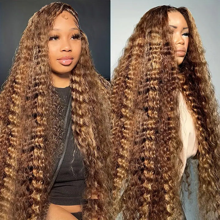 Bleached Knots Ready To Wear Wig | Highlight Deep Wave 13*4 HD Lace Front Wigs Honey Blonde Color