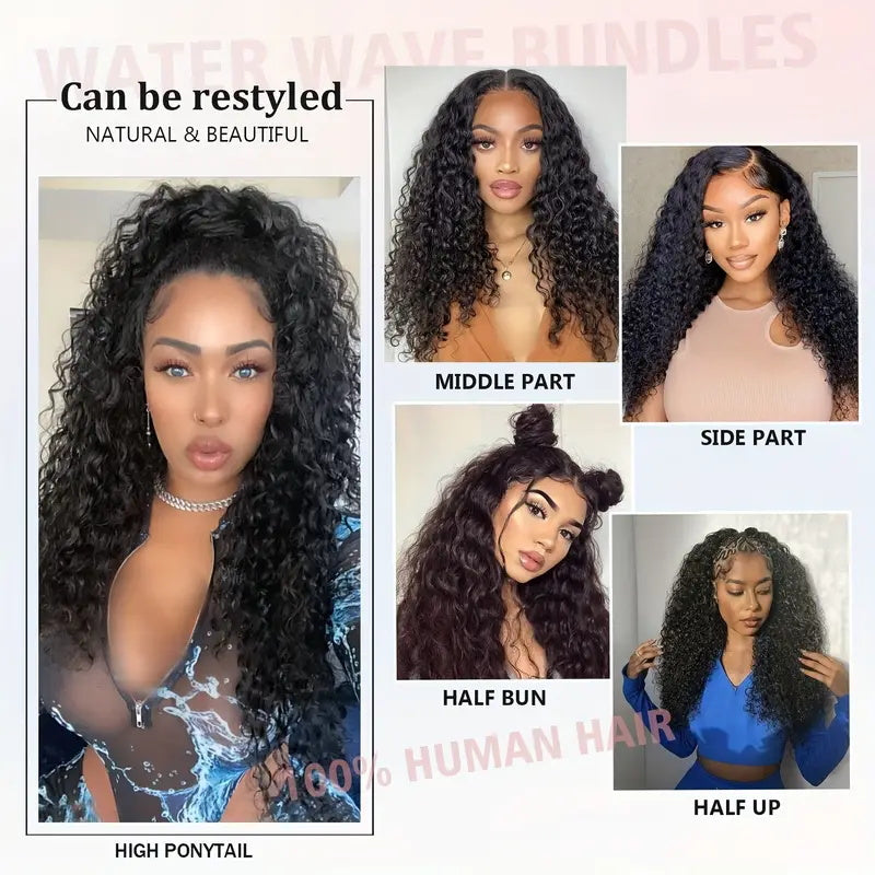 Allove Hair Malaysian Water Wave 4 Bundles Human Hair Weaves