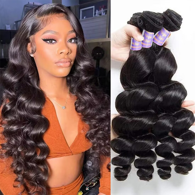 Allove Hair Malaysian Loose Wave 3 Bundles Virgin Human Hair Extensions