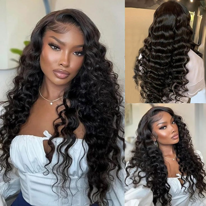 HD Invisible 5x5 Glueless Lace Closure Wig Loose Deep Wave Wear Go Wigs 200% Density