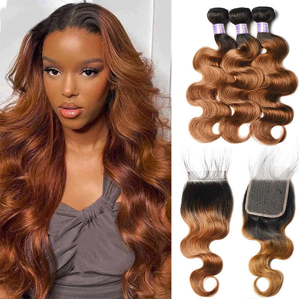 Transform your hairstyle with Allove Hair's ombre human hair bundles in luxurious body wave texture, featuring a stunning 1B/30 color blend. Perfect for a seamless sew-in, these high-quality bundles offer volume and movement while adding depth to your look.