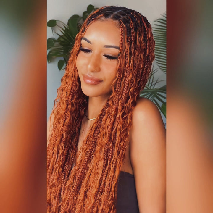 Allove Hair #350 Ginger Colored Deep Curly Bulk Hair For Braiding 12-28 Inch Human Copper Hair Extensions