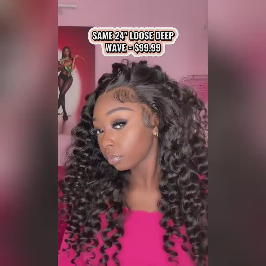 loose deep wave hair 5x5 lace front wig 24 inch $99.99