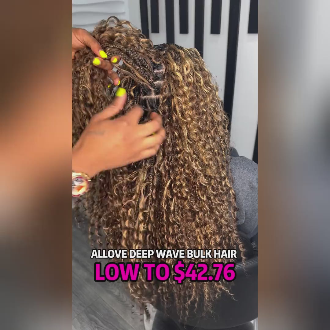 Allove Hair Deep Wave Bulk Human Hair For Braiding No Weft Bulk Hair Bundles