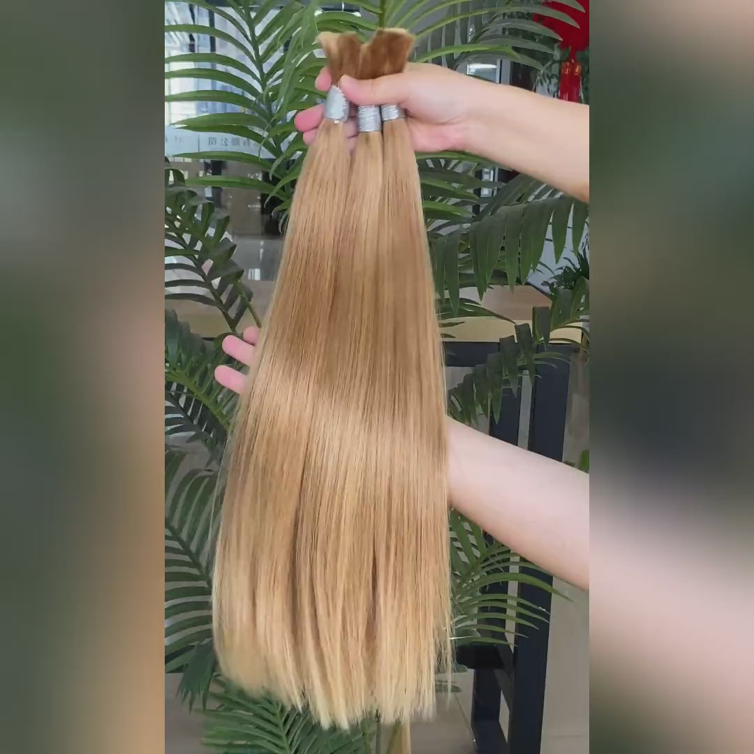 #27 Honey Blonde Silky Straight Bulk Human Braiding Hair