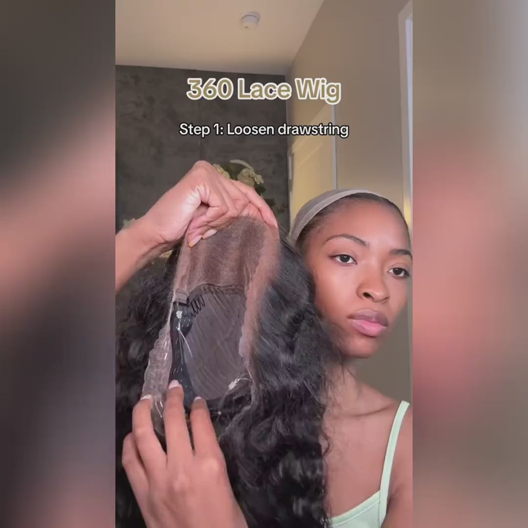 22'' = $159 Allove New Invisi-Drawstring Snug Fit 360 Lace Frontal Pre-Cut & Pre-Bleached Ready To Wear Human Hair Wig