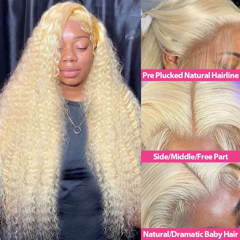 613 Blonde Water Wave HD Lace Frontal Wigs Pre Plucked 13x4 13x6 Curly Colored Lace Front Human Hair Wig