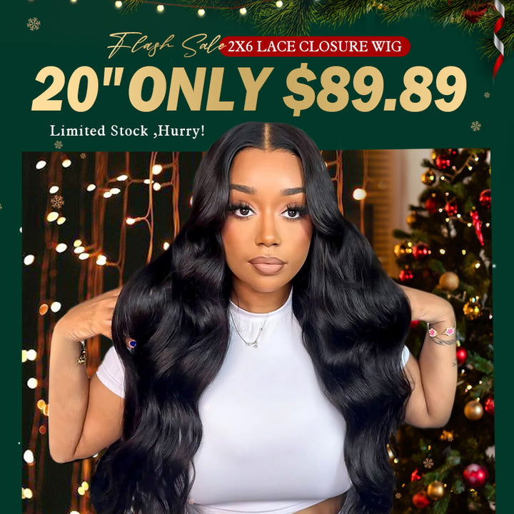 [70% OFF - No Code Needed] 20''= $89.89 Flash Sale 2x6 Lace Closure Wig | Deep Part Human Hair Wig Transparent Lace All Textures