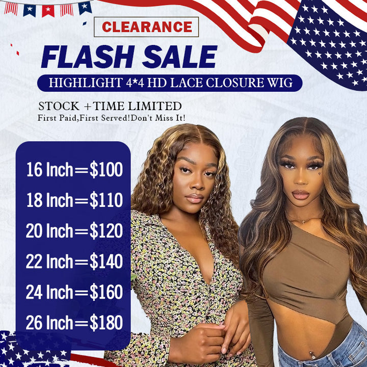 [Allove Tax Refund Sale] Highlight 4*4 HD Lace Closure Human Hair Wig 150% Density Hurry Up!