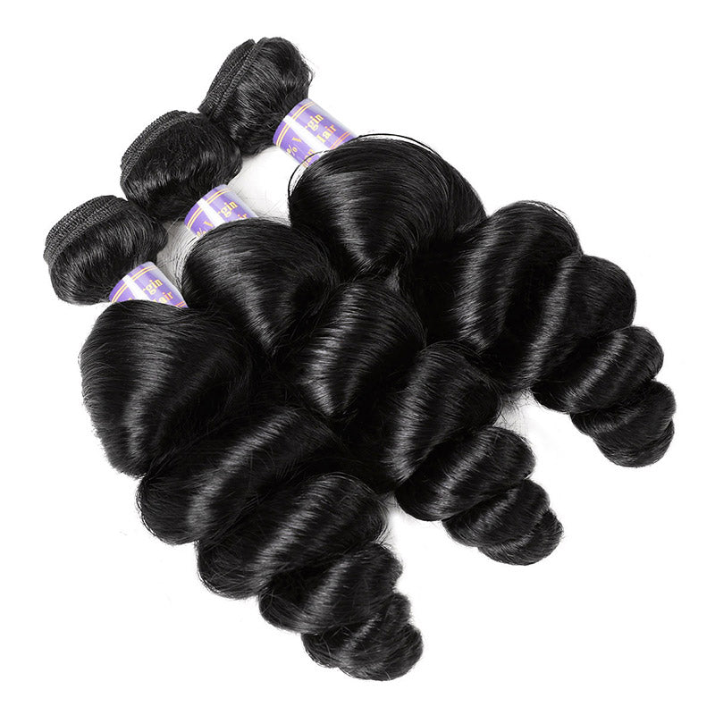 Allove Hair Indian 3 Bundles Loose Wave Virgin Human Hair