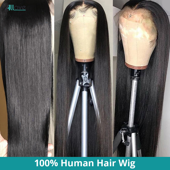 Allove Hair 4x4 HD Lace Closure Wig 250 Density Bone Straight 13*4 Lace Front Human Hair Wigs