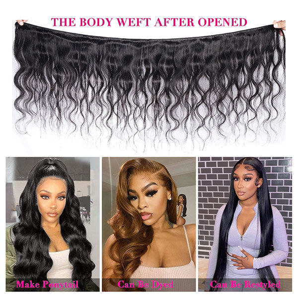 Allove 30 Inch Body Wave Bundles Human Hair Bundles Brazilian Virgin Hair Weave Bundles 1/3/4 Bundle Deals Remy Hair Extensions