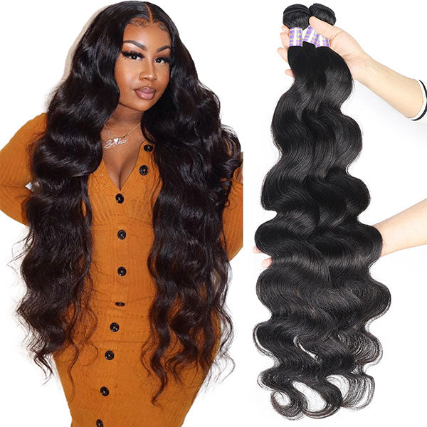 Allove 30 Inch Body Wave Bundles Human Hair Bundles Brazilian Virgin Hair Weave Bundles 1/3/4 Bundle Deals Remy Hair Extensions