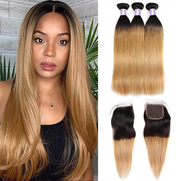 Explore a world of style possibilities with Allove Hair's exquisite ombre hair bundles in a captivating T1B/30 color blend. Our straight hair bundles, paired with a closure, offer a seamless finish for a flawless look. Embrace the beauty of the ombre trend and elevate your style effortlessly with our high-quality hair extensions.