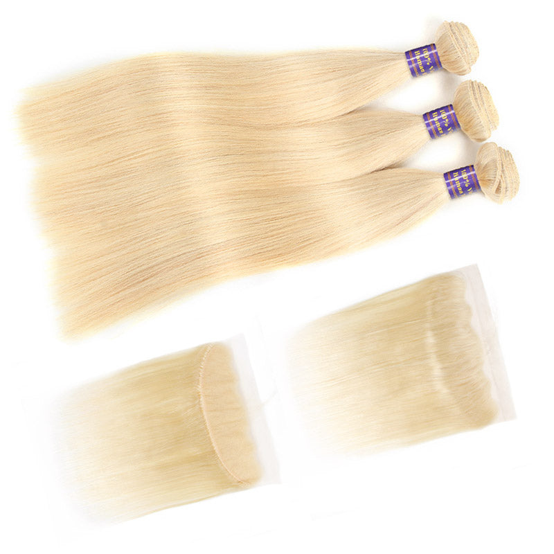 Elevate your look with Allove Hair's Platinum Blonde Straight Hair Bundles in stunning 613 color. Made from luxurious, high-quality hair, these bundles offer a sleek and chic style that is perfect for any occasion. Pair them with our 13x4 Lace Frontal Closure for a flawless sew-in installation that will leave you feeling confident and glamorous.