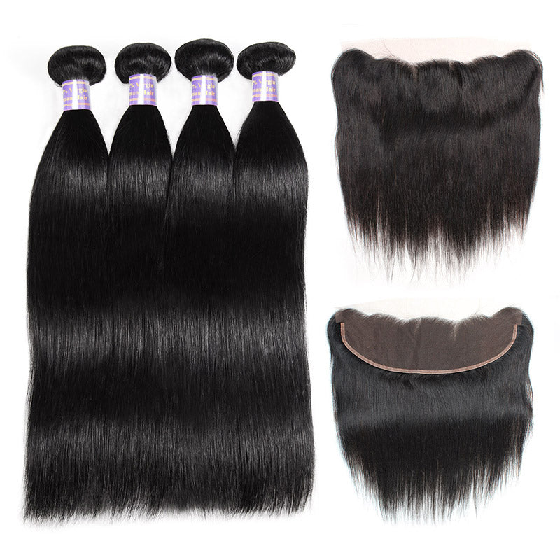 Achieve sleek and sophisticated styles with Allove Hair's Straight Hair Bundles! Made from premium Indian hair, our bundles offer a smooth, straight texture that effortlessly enhances your look. Each set includes a 13x4 lace frontal closure, providing versatility for styling and a flawless, natural blend with your own hair.